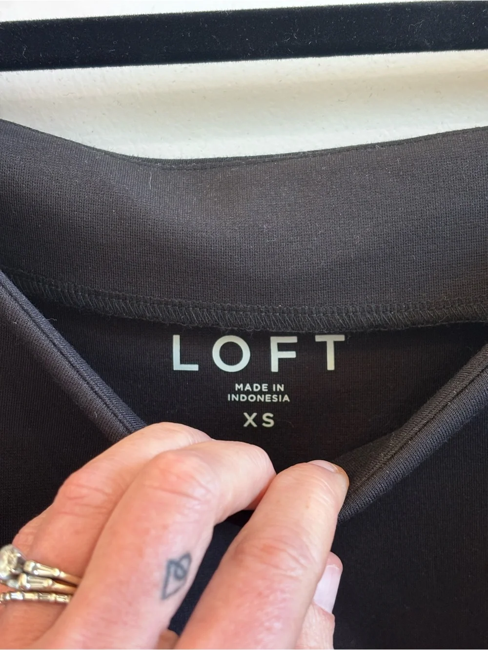 LOFT Black Square Neck Puff-Sleeve Blouse